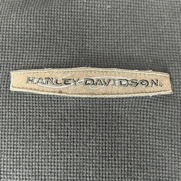 Harley Davidson Women's Waffle Knit V-Neck‎ Boxy Top Sz XXL Black Short Sleeve - Picture 2 of 7